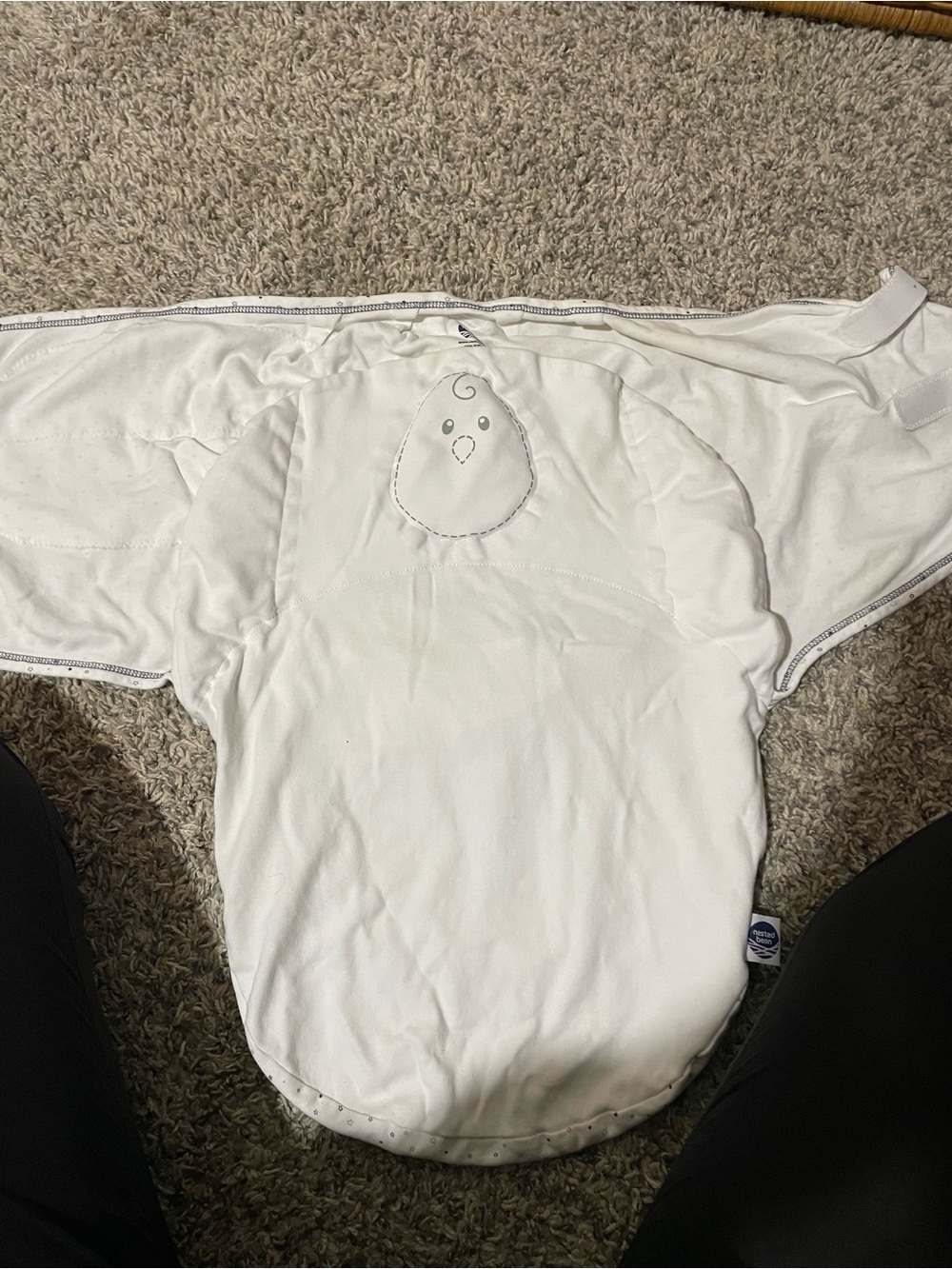 Nested Bean White Infant Swaddle Sleepsack with star design